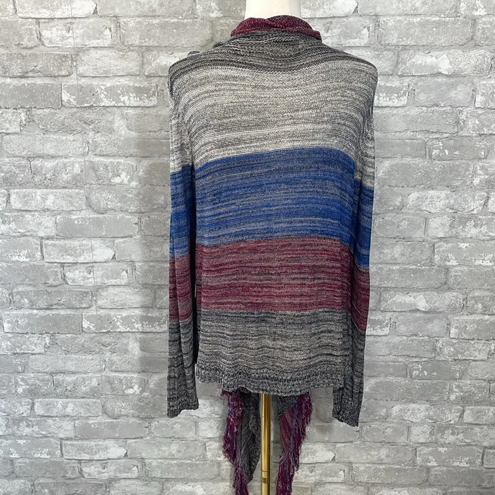 One World Multicolor Striped Open Cardigan - Image 3