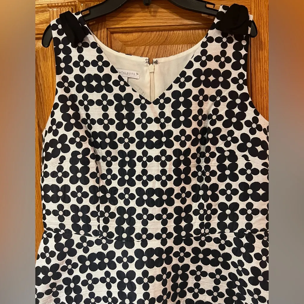 RSVP by Talbots Navy Blue & White Jacquard Daisy-Print Fit & Flare Dress‎ Size 8 - Image 6