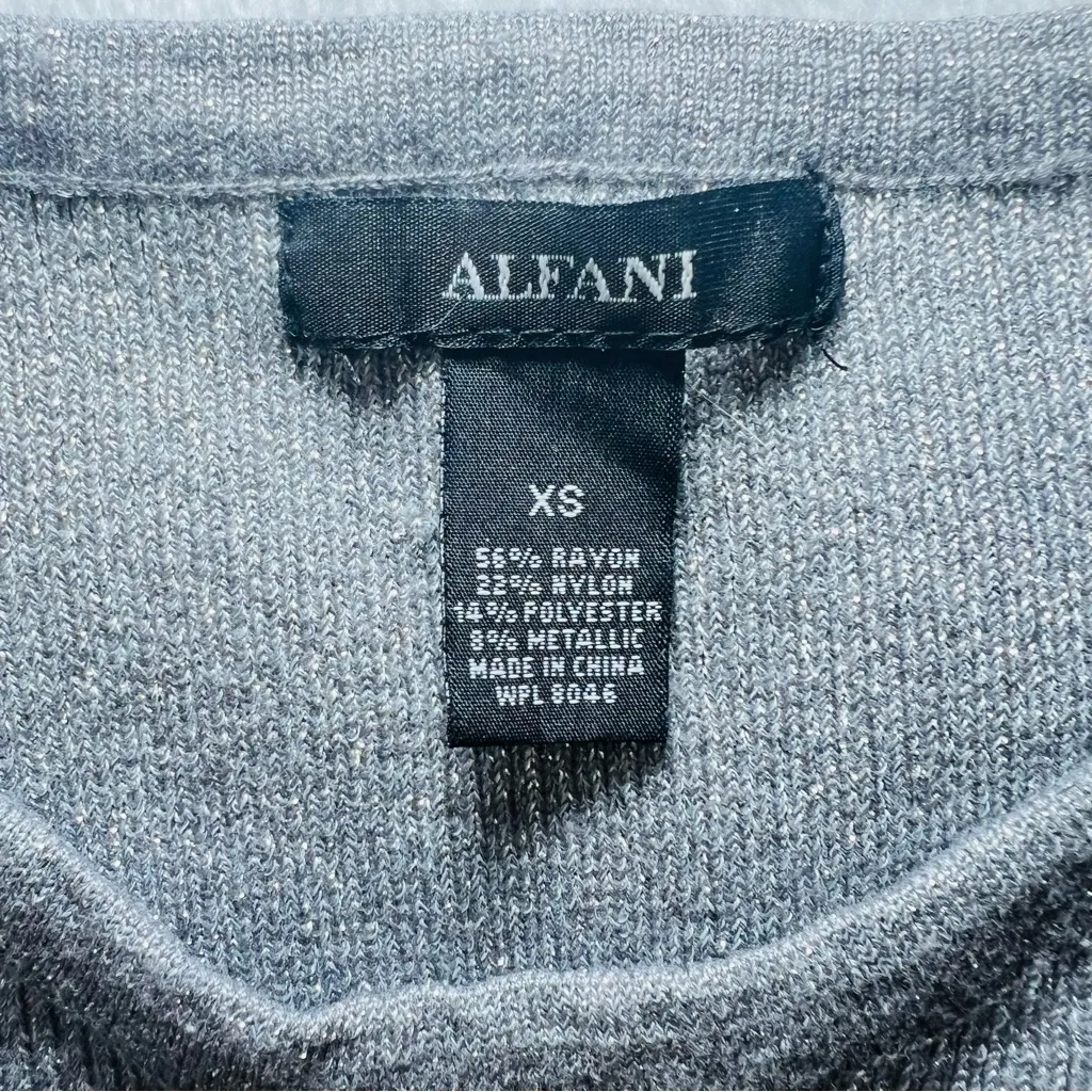 Alfani Women's Zipper-Detail Sleeveless Metallic Knit Gray Silver Top - XS - Image 3