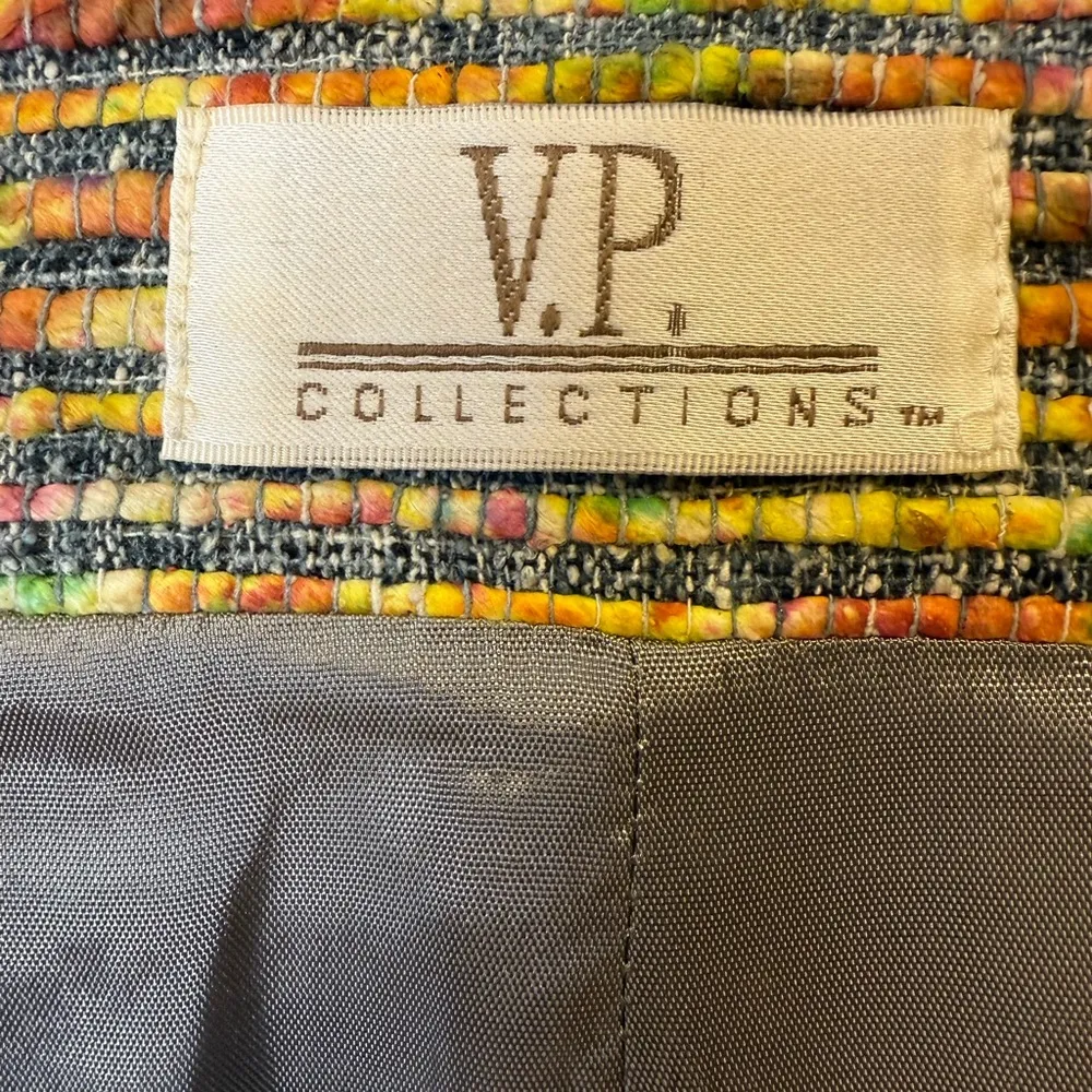 V.P. Collections Handwoven Silk Open Front Blazer Jacket Women’s Size Medium NWT Yellow - Image 7