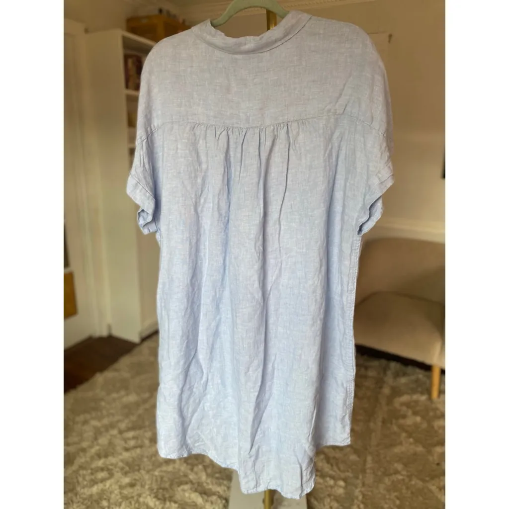 Tahari Linen Shirt Dress Coastal Quiet Luxury Minimalist Beach 1X Resort Vaca - Image 3