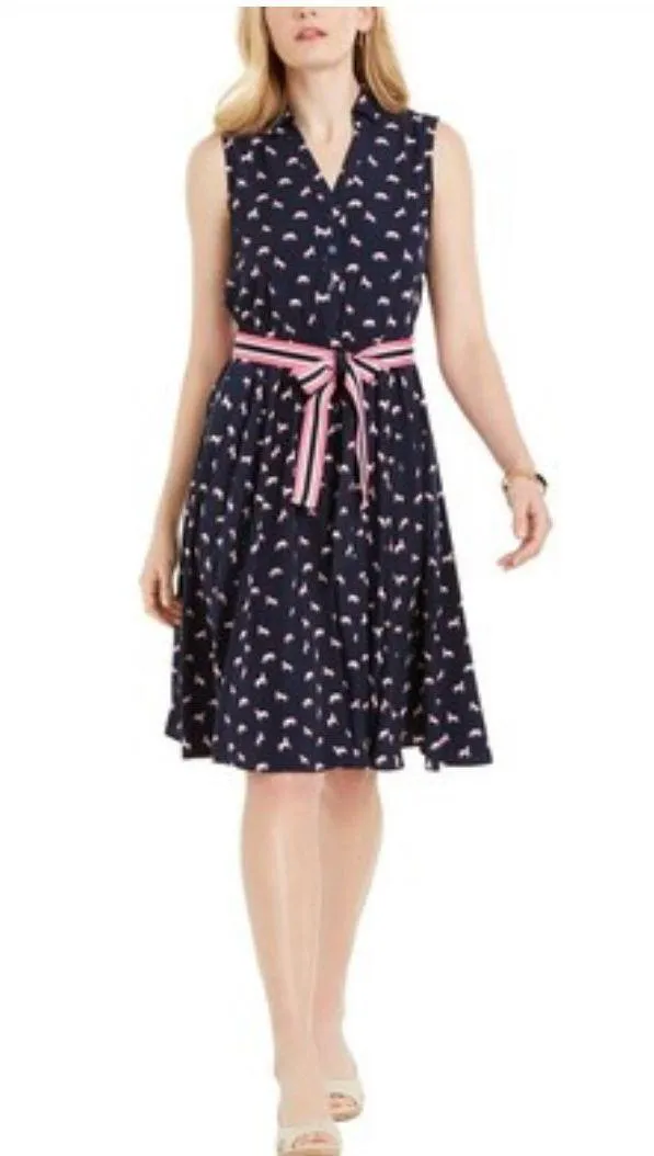 Charter Club Shirtdress womens dress Size 12 EUC Blue Pink Horse - Image 3