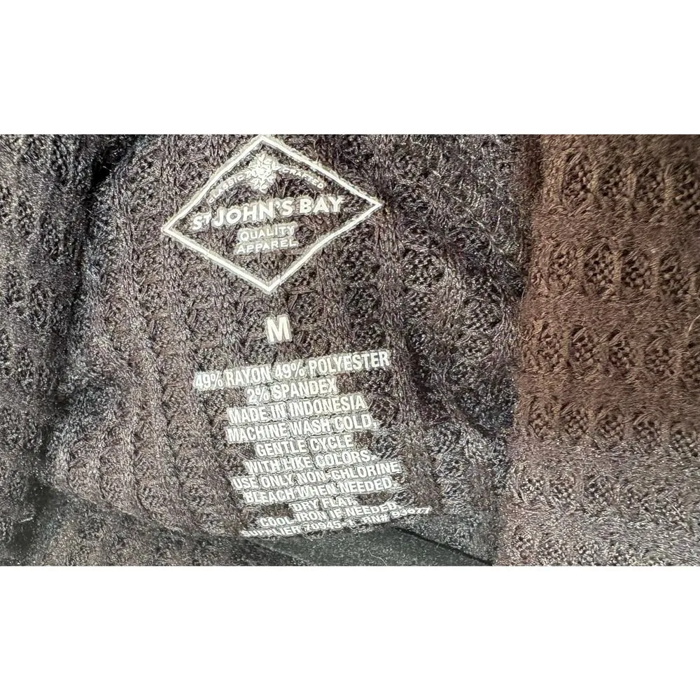 St. John's Bay | Women's Basic Waffle Knit Turtleneck Cardigan Sweater | Medium - Image 3