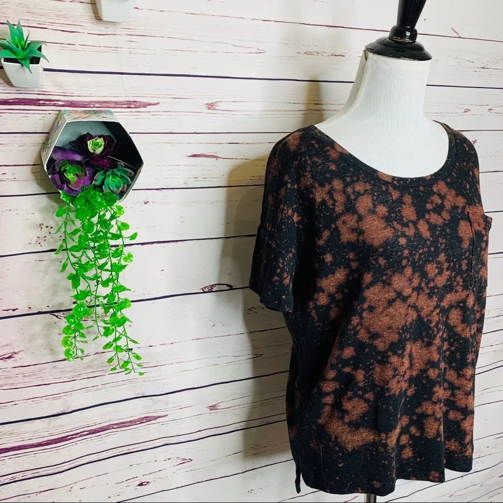 Black Bleach Splatter Tie Dye Short Sleeve T-Shirt Size Small - Image 7