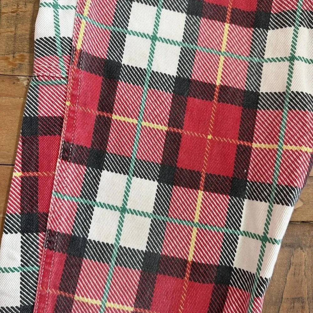 Vintage Women's Red Plaid Overalls by Soon Jeans, Sz: 2 - Image 3