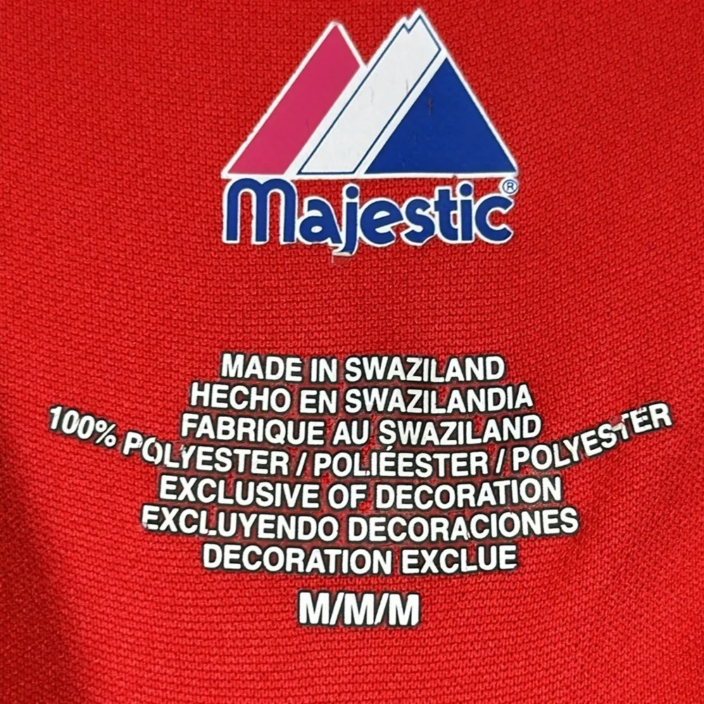 Majestic Los Angeles Angels Jersey V-Neck Shirt Red White S/S Med EUC #0646-OC - Image 6