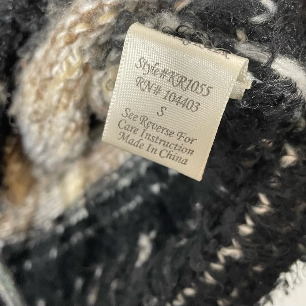 Altar’d State Boho Fringe Black Striped Sweater Size S - Image 5