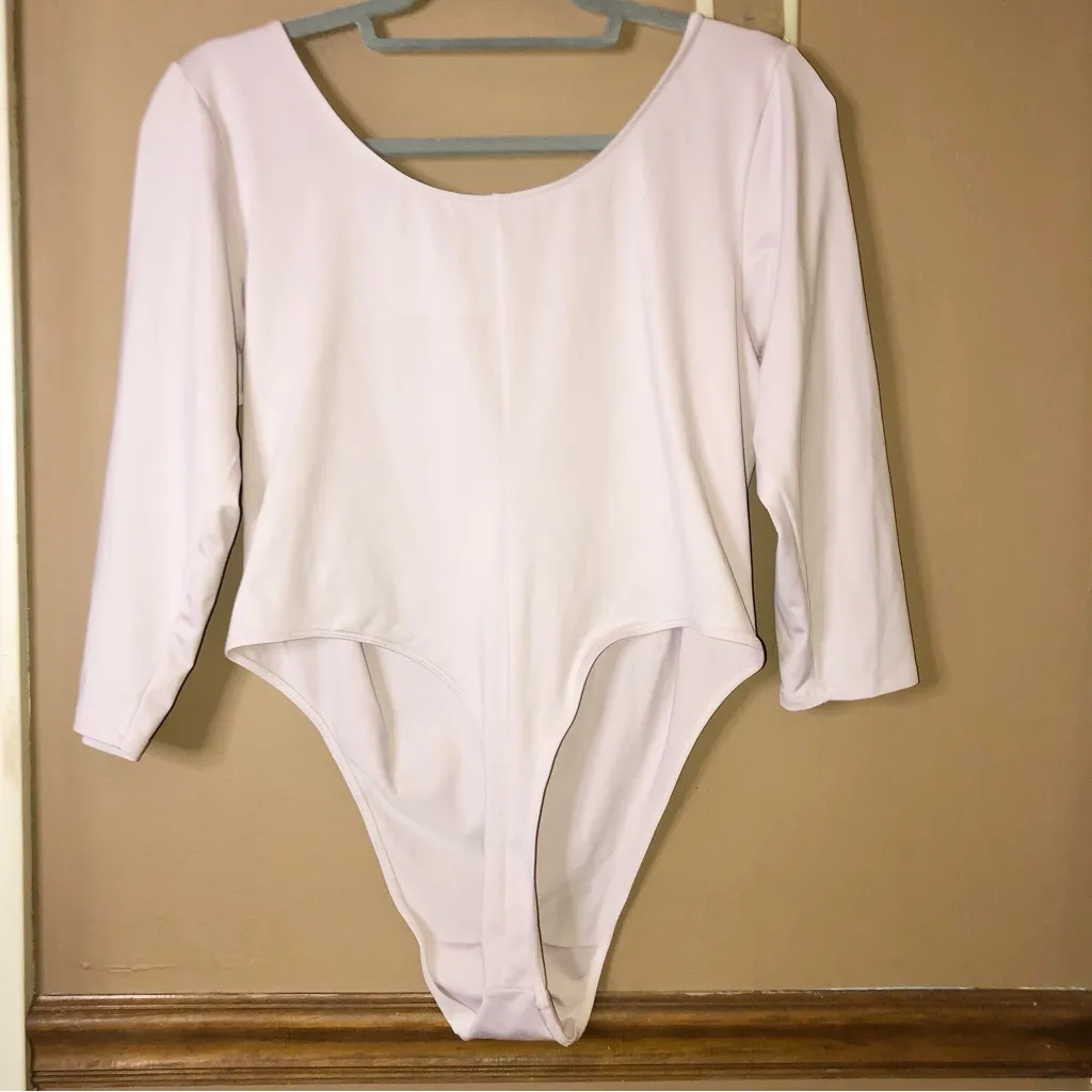 Tracy Anderson for G.I.L.I 3/4 Sleeve Thong Bodysuit Light Pink Size 1X‎ - Image 2