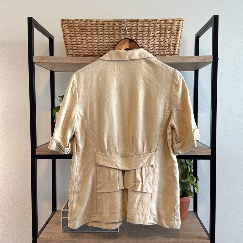 Cabi 100% Linen Safari So Good Long Line Loose Suiting Blazer, L - Image 7