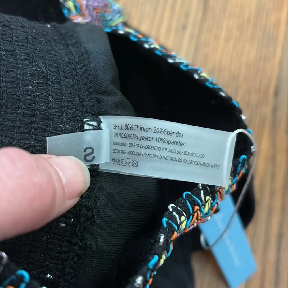 Paisley One Shoulder Woven Patchwork Black Bikini Set size S NWT swimsuit - Image 11