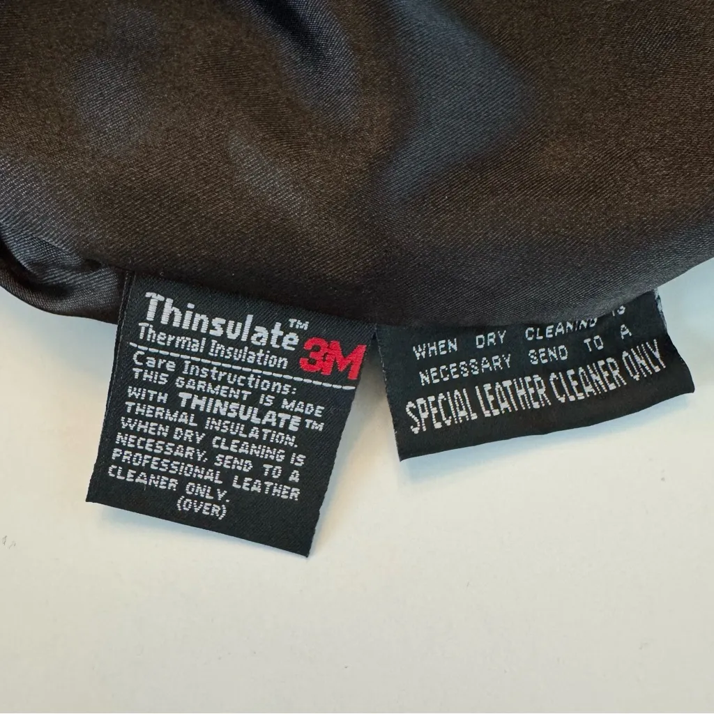 Wilsons Black Leather Jacket Medium Tie Waist Full Zip Front Thinsulate Liner - Image 11