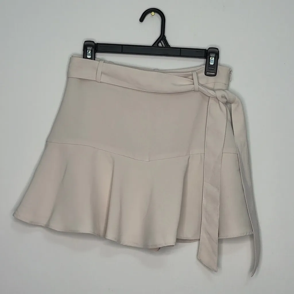 ZARA Beige Wrap Skort High Waist Tie Detail Size M(A212) - Image 2