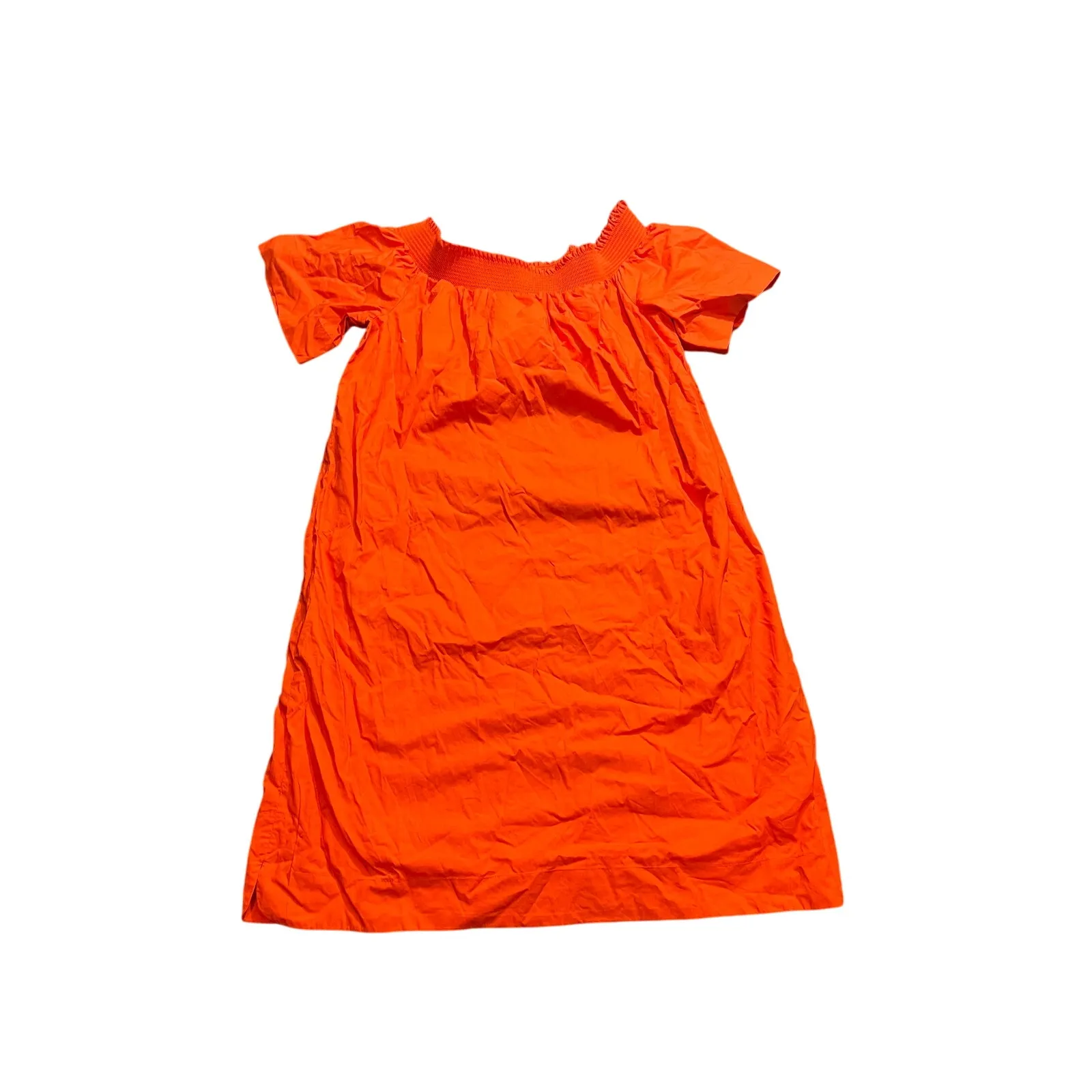 J. Crew‎ Style F2302 4 Off The Shoulder Dress Cotton Poplin Orange BLOGGER FAV - Image 2