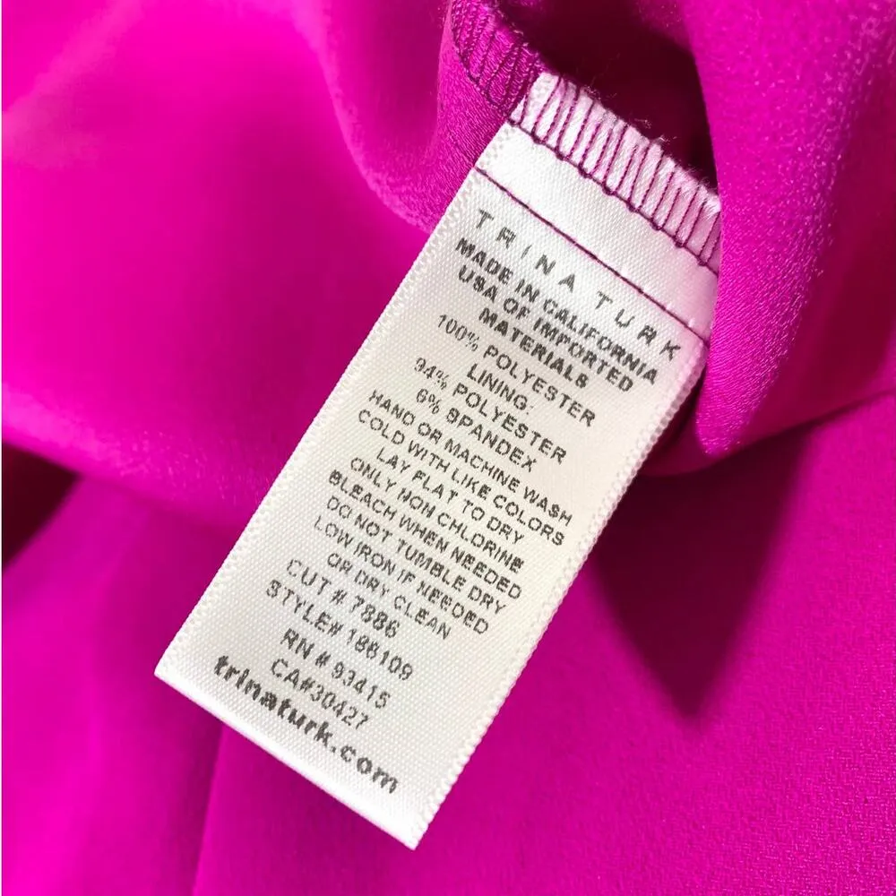 Trina Turk Escondido Short Sleeve Gold Tassel Fringe Top in Fuchsia Pink Small - Image 8