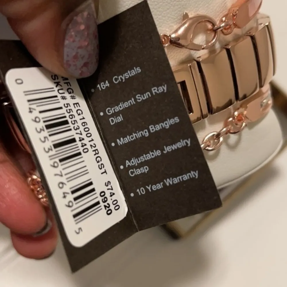 Elgin Rose watch gold tone bracelet watch coordinated set OS Pink - Image 4