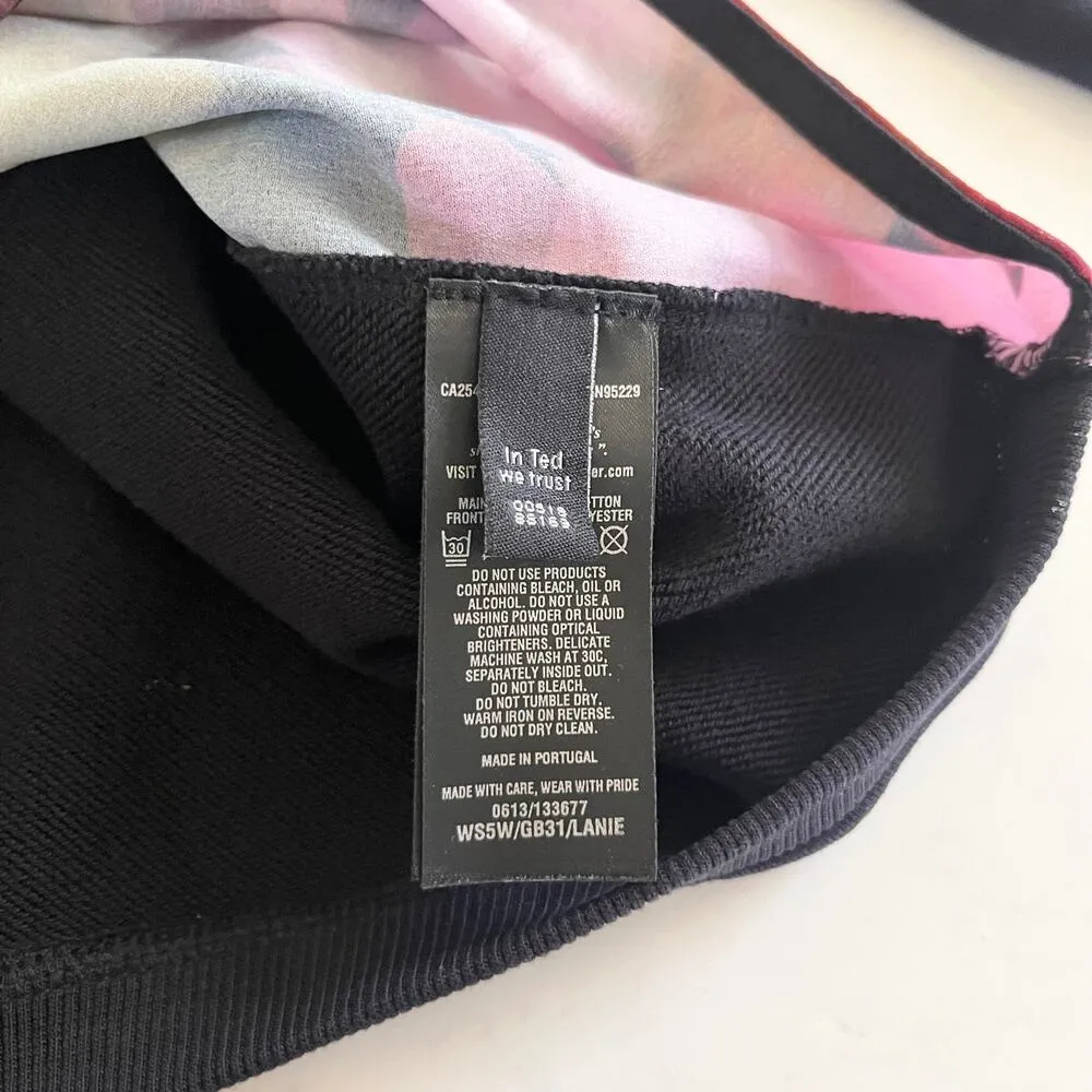 Ted Baker London Lanie Cascading Flora Floral Print Black Crewneck Sweatshirt XS - Image 9