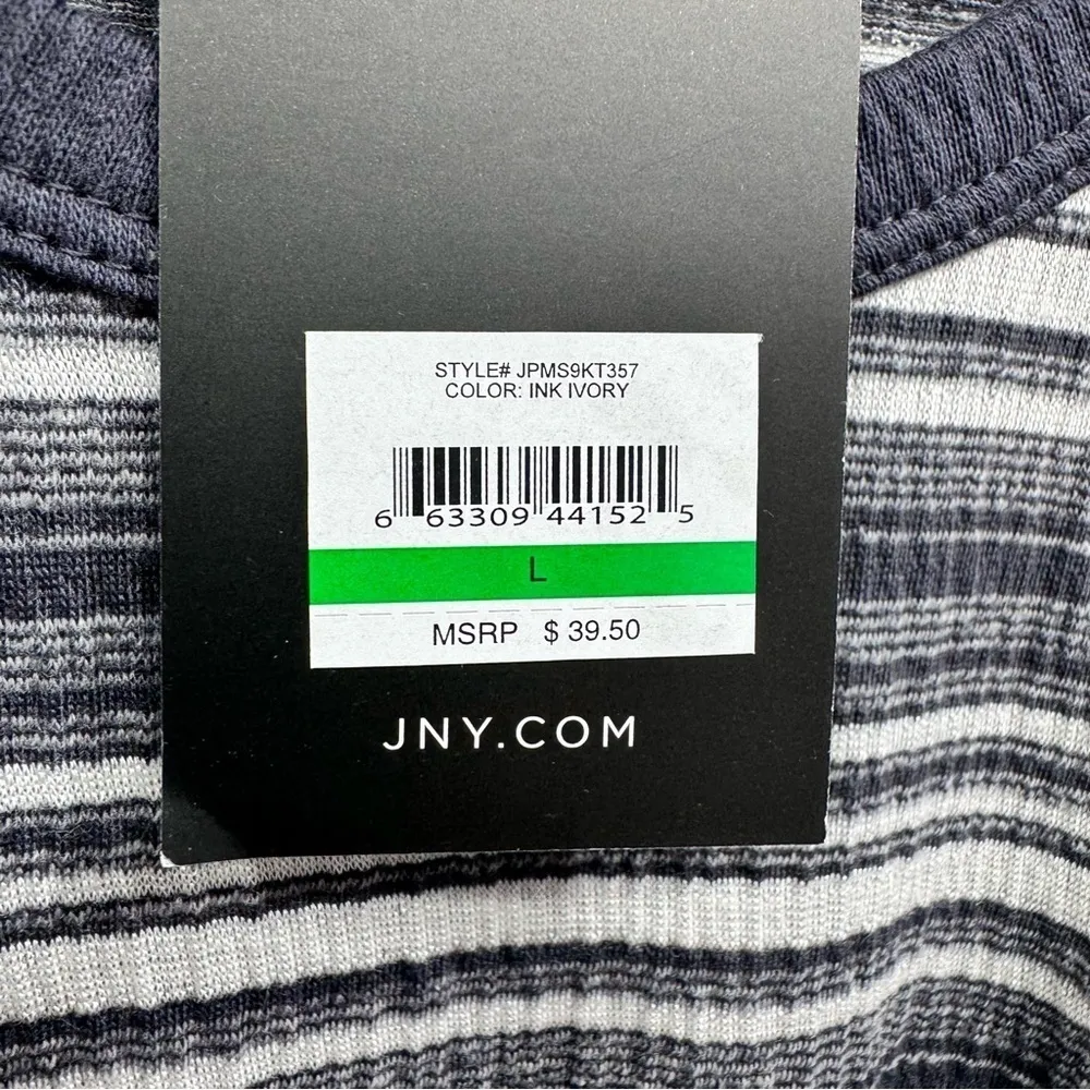 Jones New York Signature Gray Striped Ringer Tee Size Large Wardrobe Basic - Image 11