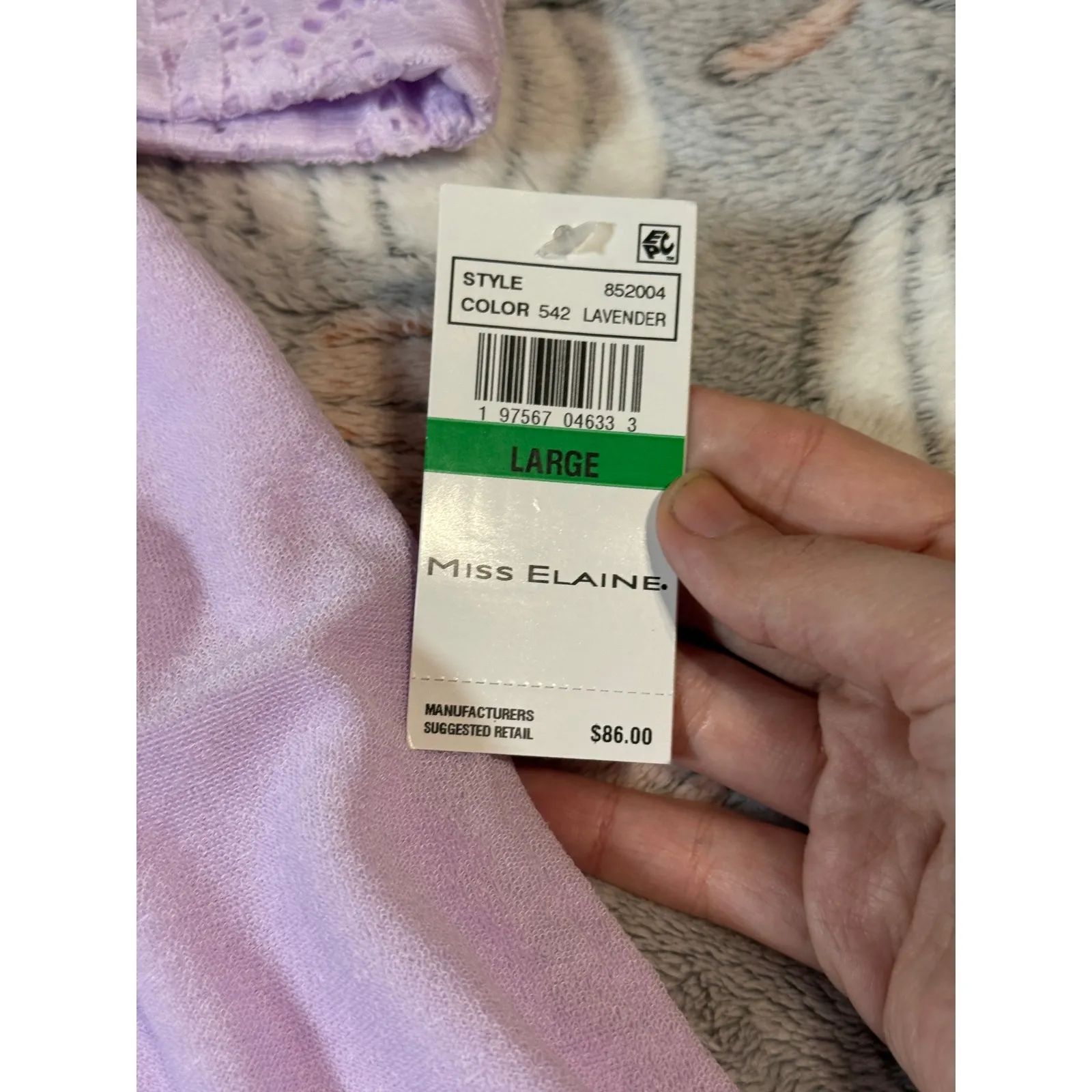 NWT‎ Miss Elaine Size Large Lavender Purple TERRY SHORT ROBE Cozy Comfort Gift - Image 6