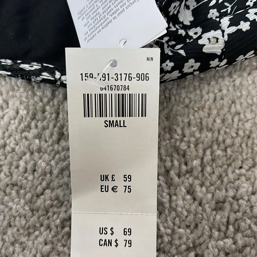 Abercrombie & Fitch Cami Mini Dress - Floral - Black/Cream - Size Small - Image 7