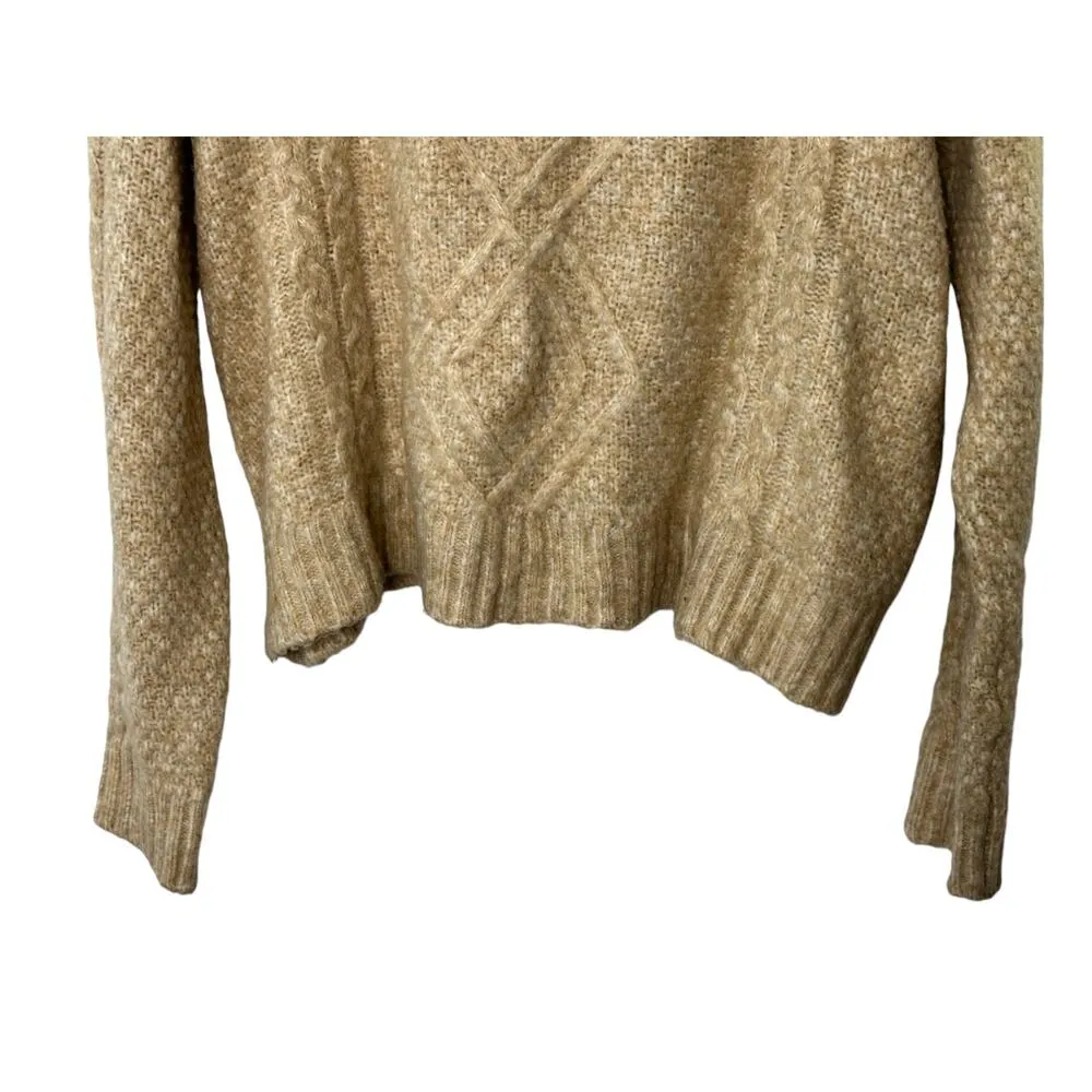RACHEL ZOE Tan Medium-Weight Knit V-Neck Hooded Long Sleeve Sweater XL - Image 4