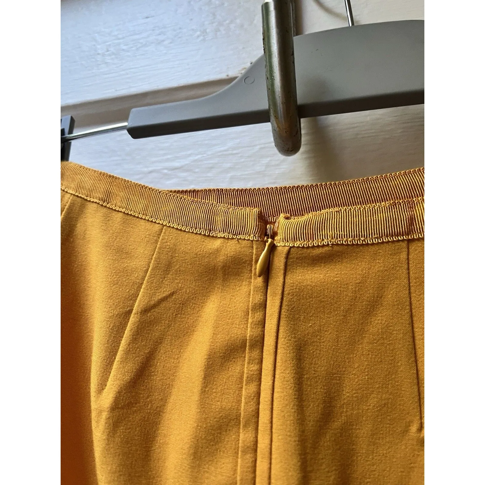 Jones New York Mustard Yellow Pencil Skirt 2 Gathered button academia stretch - Image 5