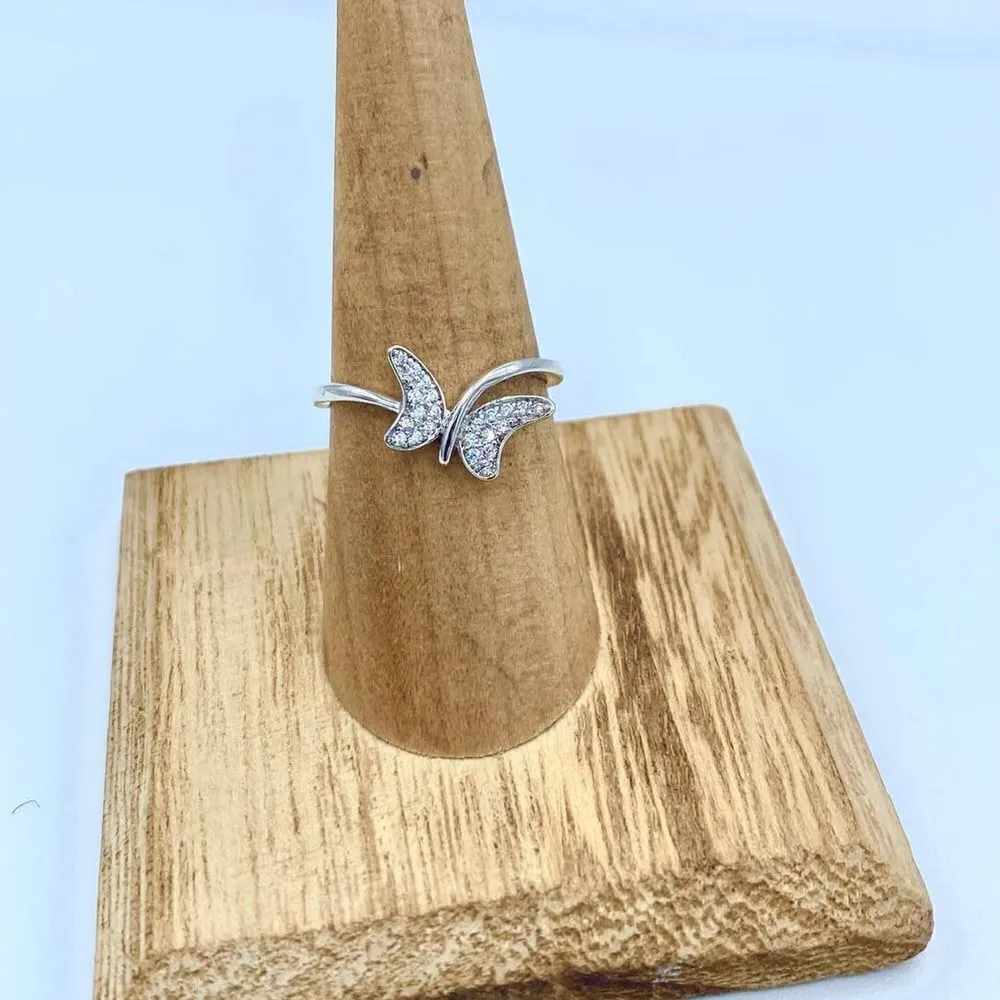 Butterfly CZ Sterling Silver Ring Size 6 Silver - Image 2