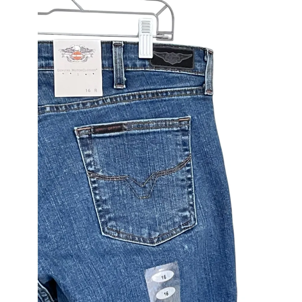 Harley Davidson NWT Size 16 R Mid Rise Boot Cut Denim Blue Jeans Women's Biker - Image 8