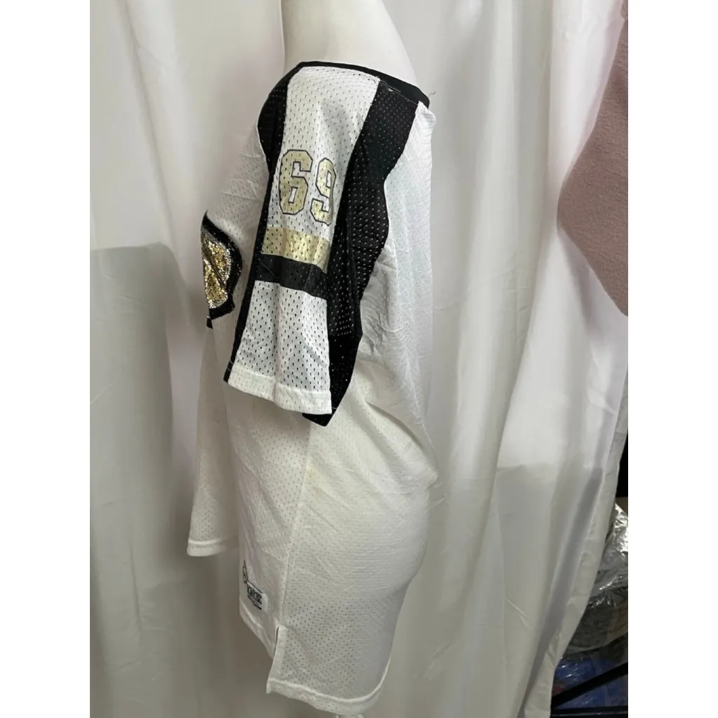 Pink Victoria's Secret Women's White Black Sequin Jersey Tee M - Image 3