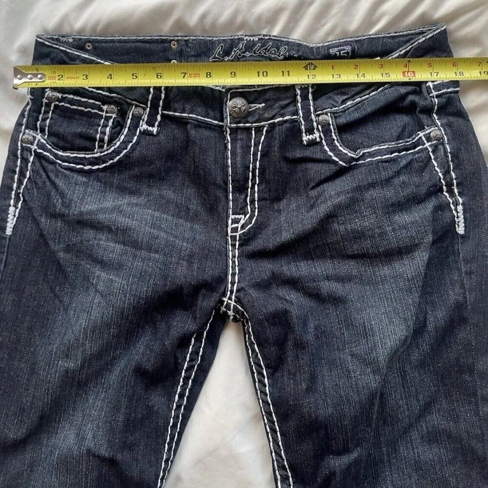 LA Idol Women's Blue Embellished Denim Jeans Size 15 Waist:36x34 in Western USA - Image 9