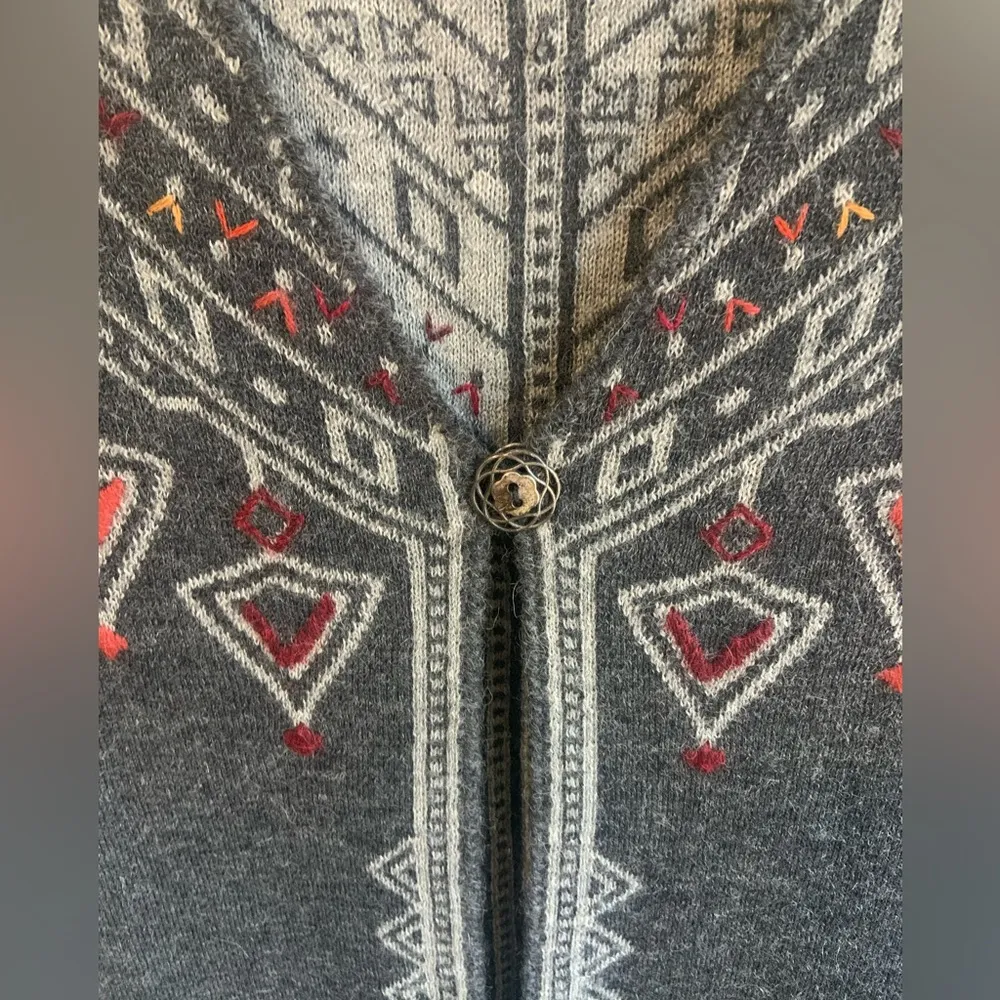 Peruvian Connection Alpaca Wool Made in Peru Gray Duster Vest Size Medium - Image 2