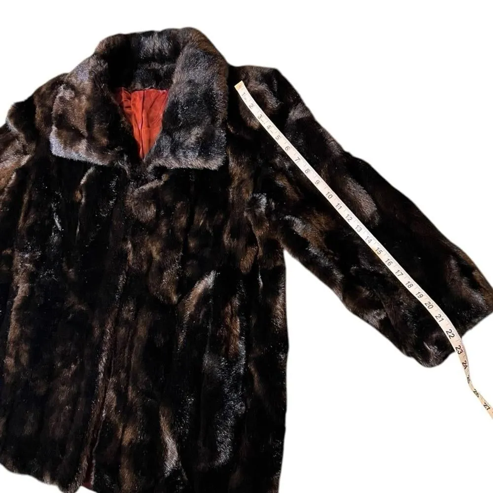 VINTAGE Tissavel of France Faux Fur Coat Mink Brown Size M - Image 2