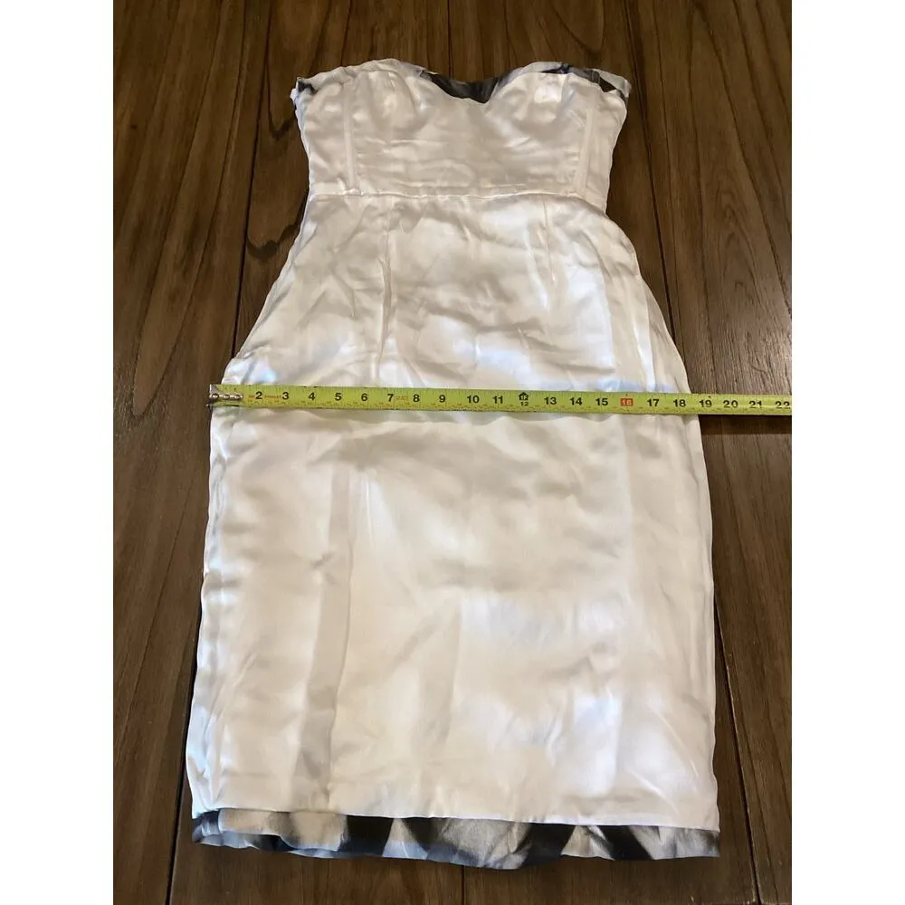 Monique Lhuillier Strapless corset Bodycon ruched mini Dress Black White 6 - Image 9