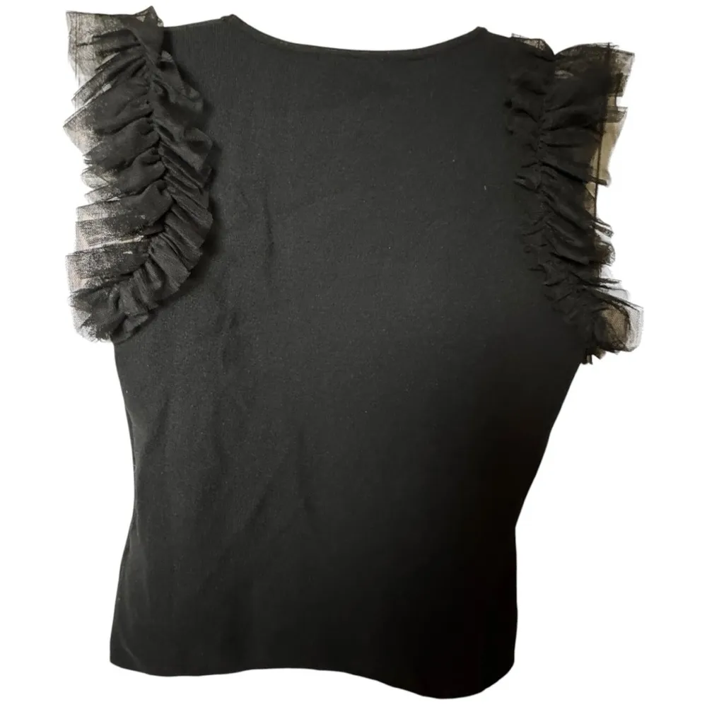 Bailey/44 Black Sleeveless Classy Dressy Tulle Sleeve Detail Blouse Sz L NWT - Image 5