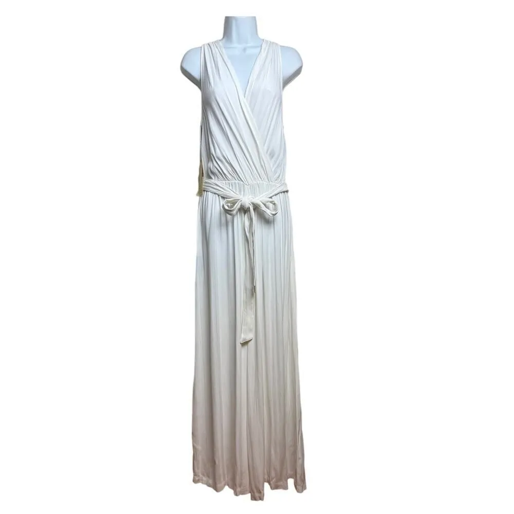 Raquel Allegra Ivory Stripe Satin Jumpsuit NWT Sz. 1 (US M/6) White Size M - Image 6