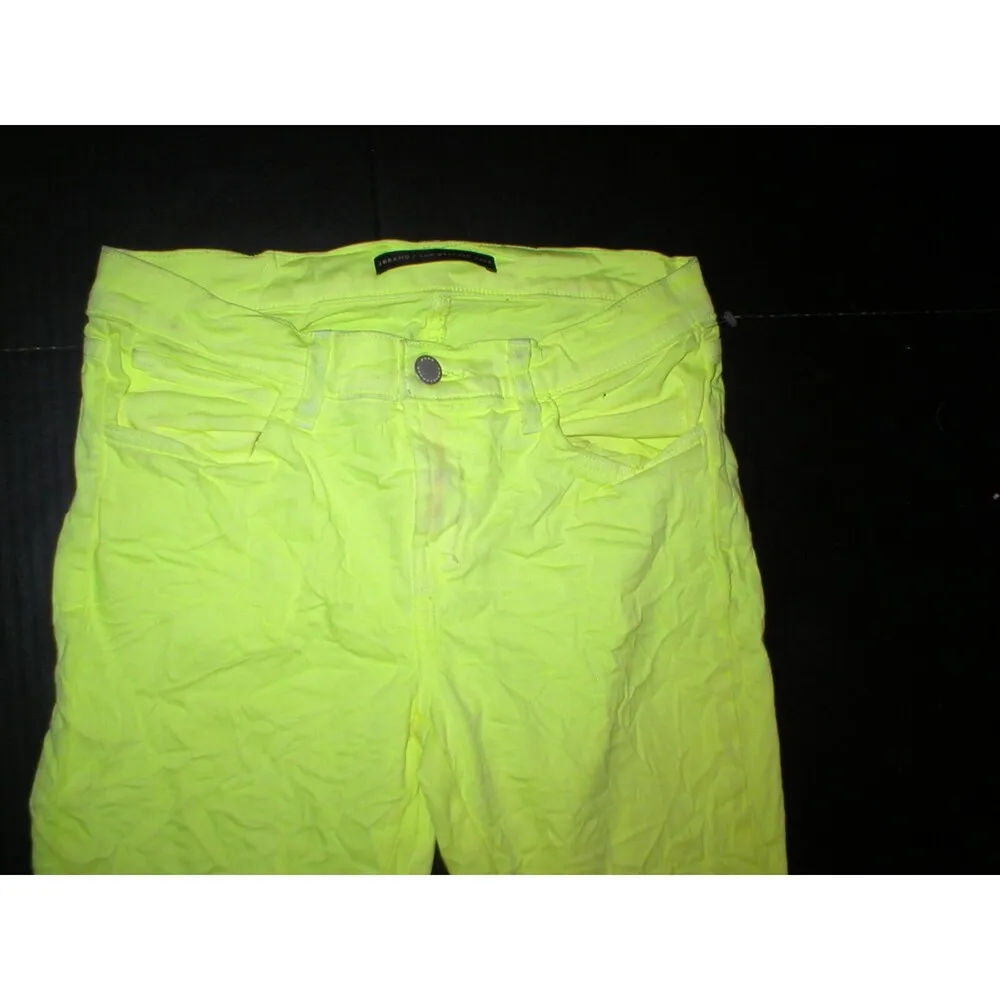 New $423 Womens J Brand Designer Christopher Kane Crinkle Neon Yellow 28 Jeans - Image 10