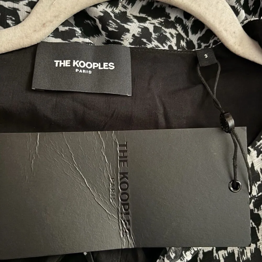 The Kooples Peplum Top Womens 3 Large Multicolor Leopard Print Surplice Ruched - Image 7