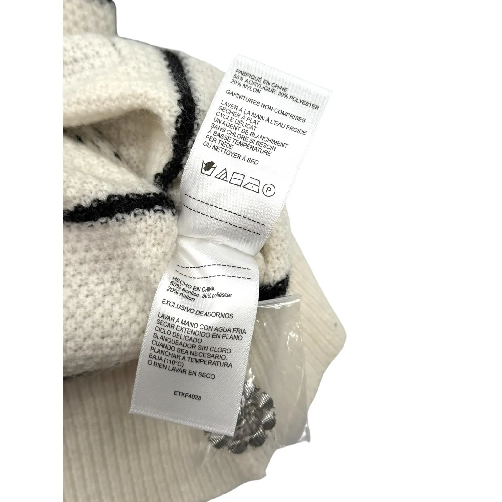 Ellen Tracy XL Jewel Button Knit Vest black stripes Sweater Cardigan Top V-neck - Image 8