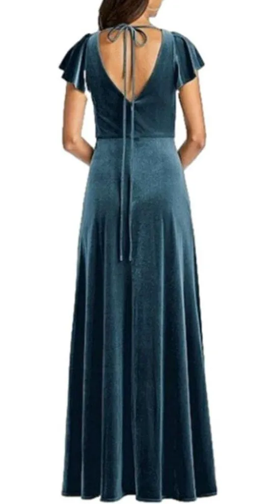 NWT After Six Velvet Flutter Sleeve Dress in Dutch Blue - Image 11