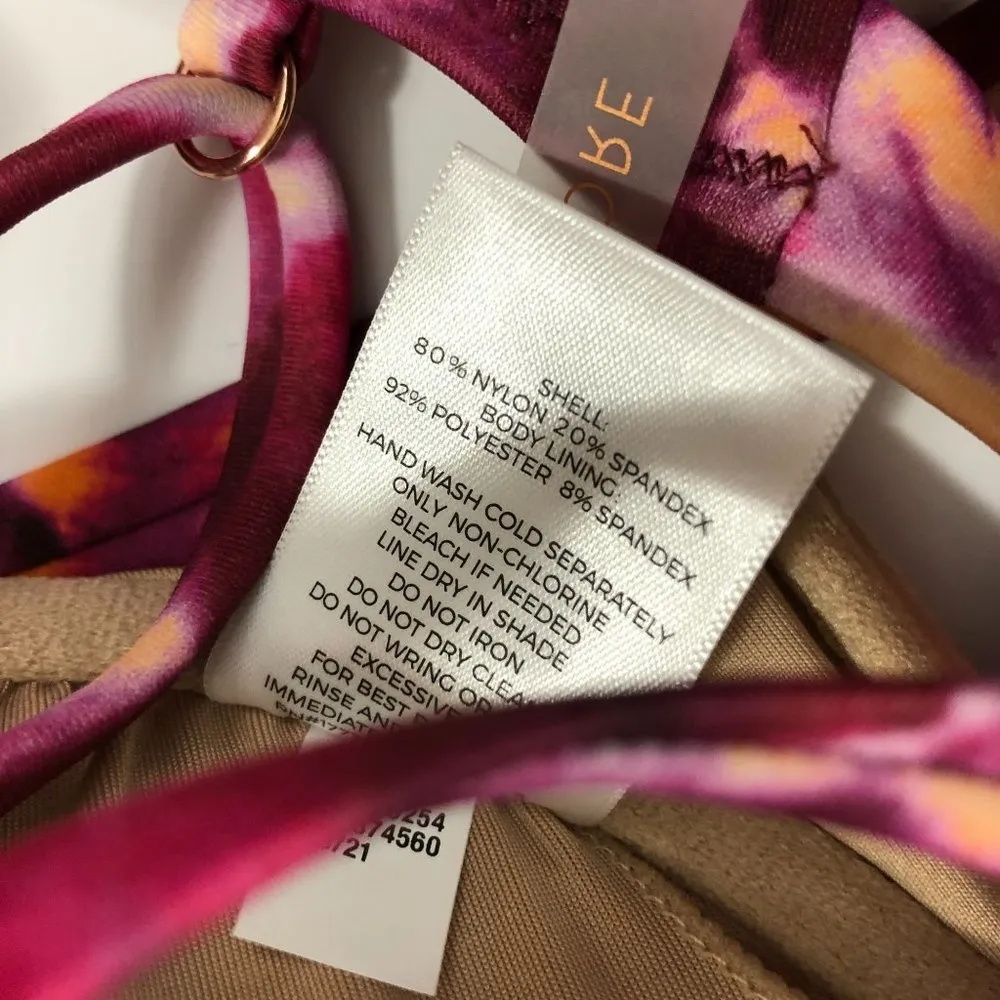 Shade & Shore Bikini Top Underwire Cut Out Tie Dye Purple Orange 34B - Image 6