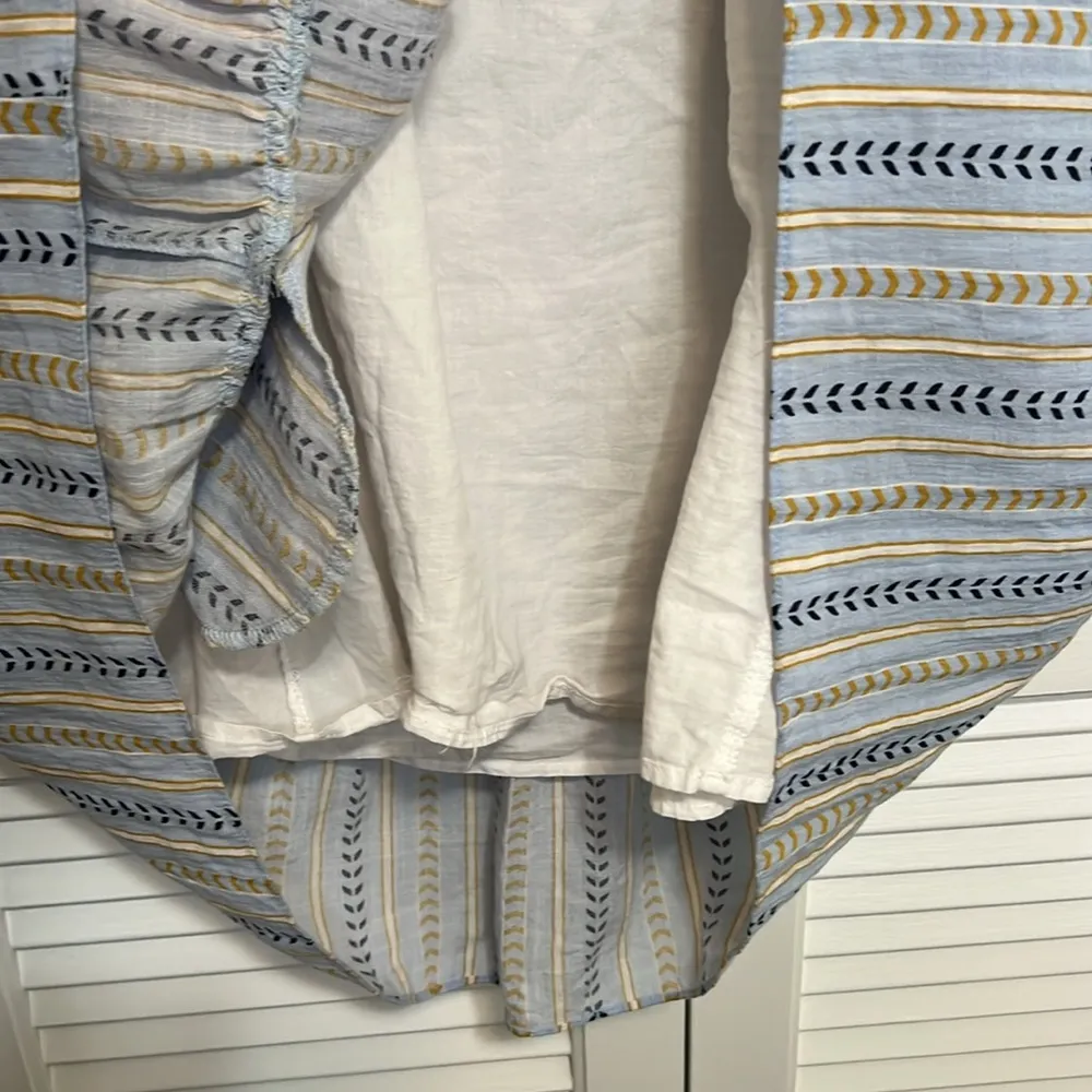 JOY & JOY V neck, ruffle sleeve, tiered knee length dress. Size XS. Baby blue - Image 7