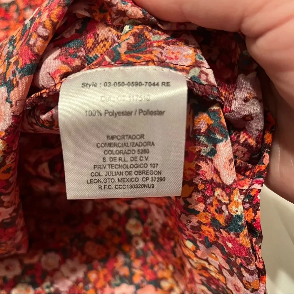 Roper Womens SZ Small Red Multicolored Floral Peasant Blouse Long Sleeve Top NEW - Image 6