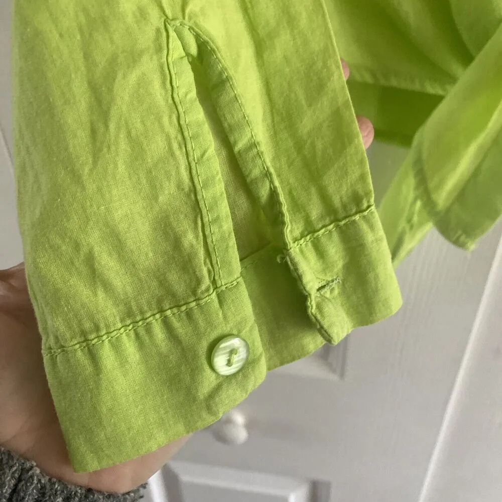 Bognar Blu Light Green Button Up Tie Front Lagenlook Casual Beach Vacation Size L - Image 4