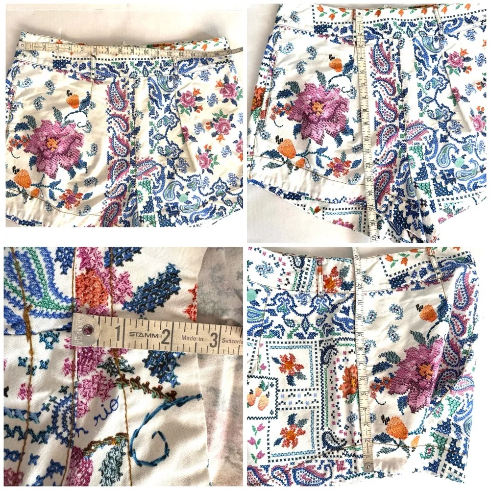 Anthropologie FARM Rio Cotton high Waisted Shorts Romantic Bandanas NO BELT Sz L - Image 12