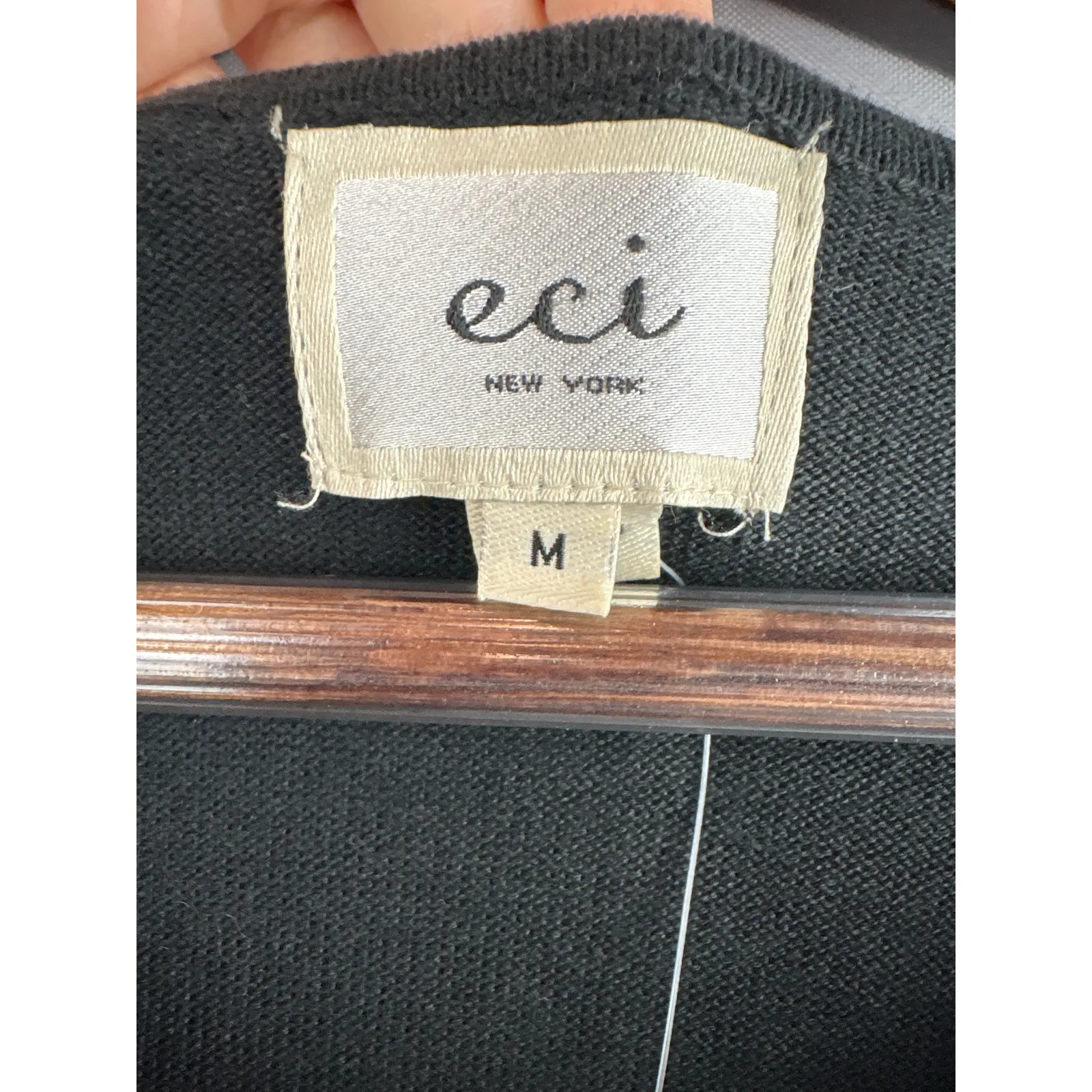 Women’s eci Medium Black Knit Sweater Dress w/ White Abstract Pattern - Image 4