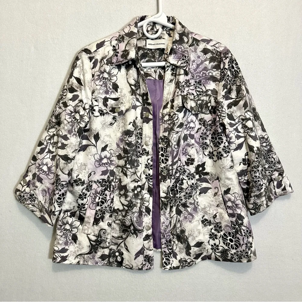 Alfred Dunner Women Jacket Shirt Floral Lightweight size 12 - Image 9