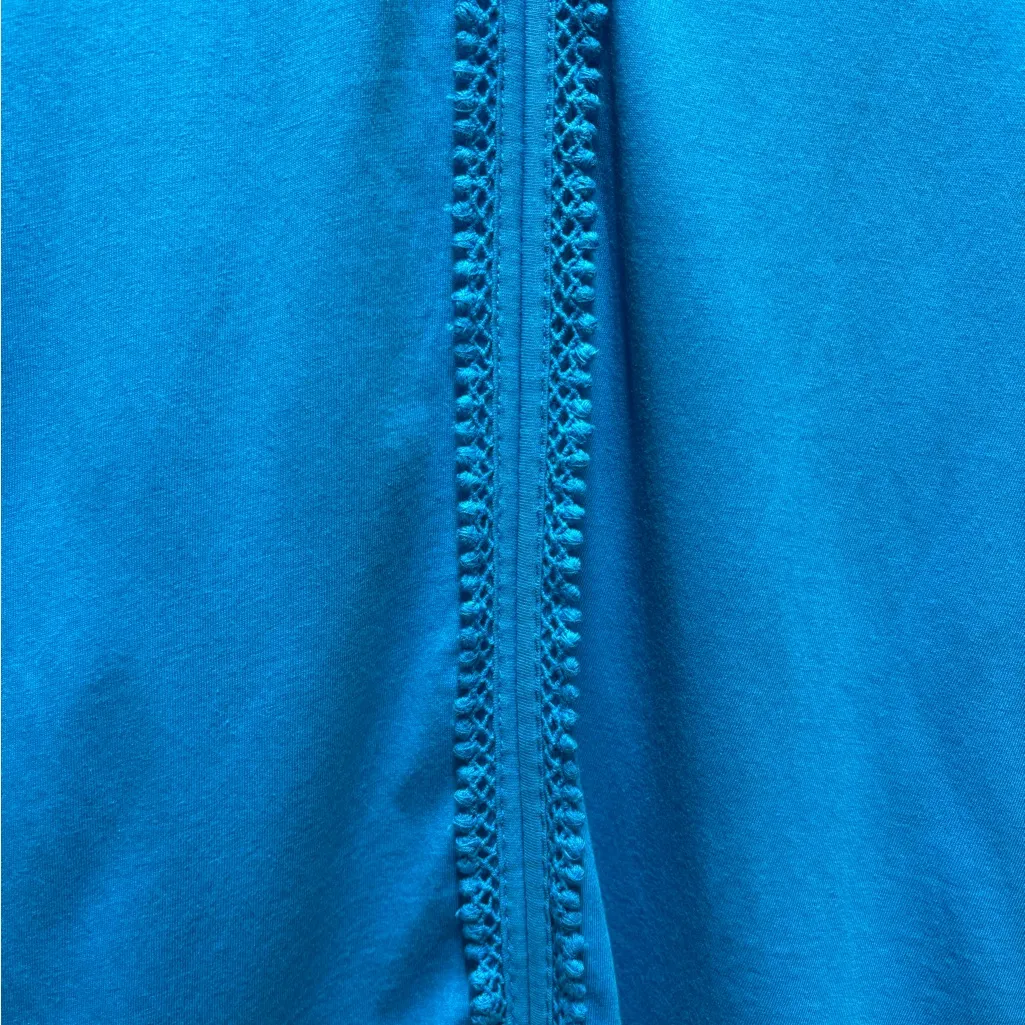 Soft Surroundings Vibrant Teal v-neck top with crochet or loop trim details M - Image 3