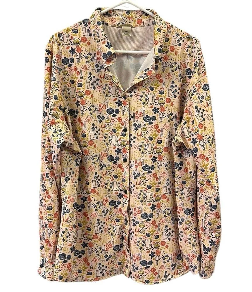 Duluth Button Up Heirloom Gardening Shirt UPF 50 + sun protection Zip Pocket XXL Orange - Image 11