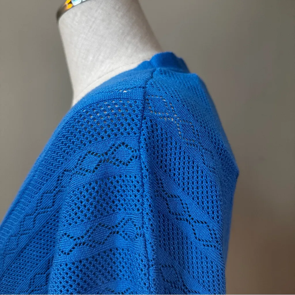 Pink Rose Vibrant Blue V-Neck Knit Sweater S NWT Wrap Glam Chic Trendy Feminine - Image 16