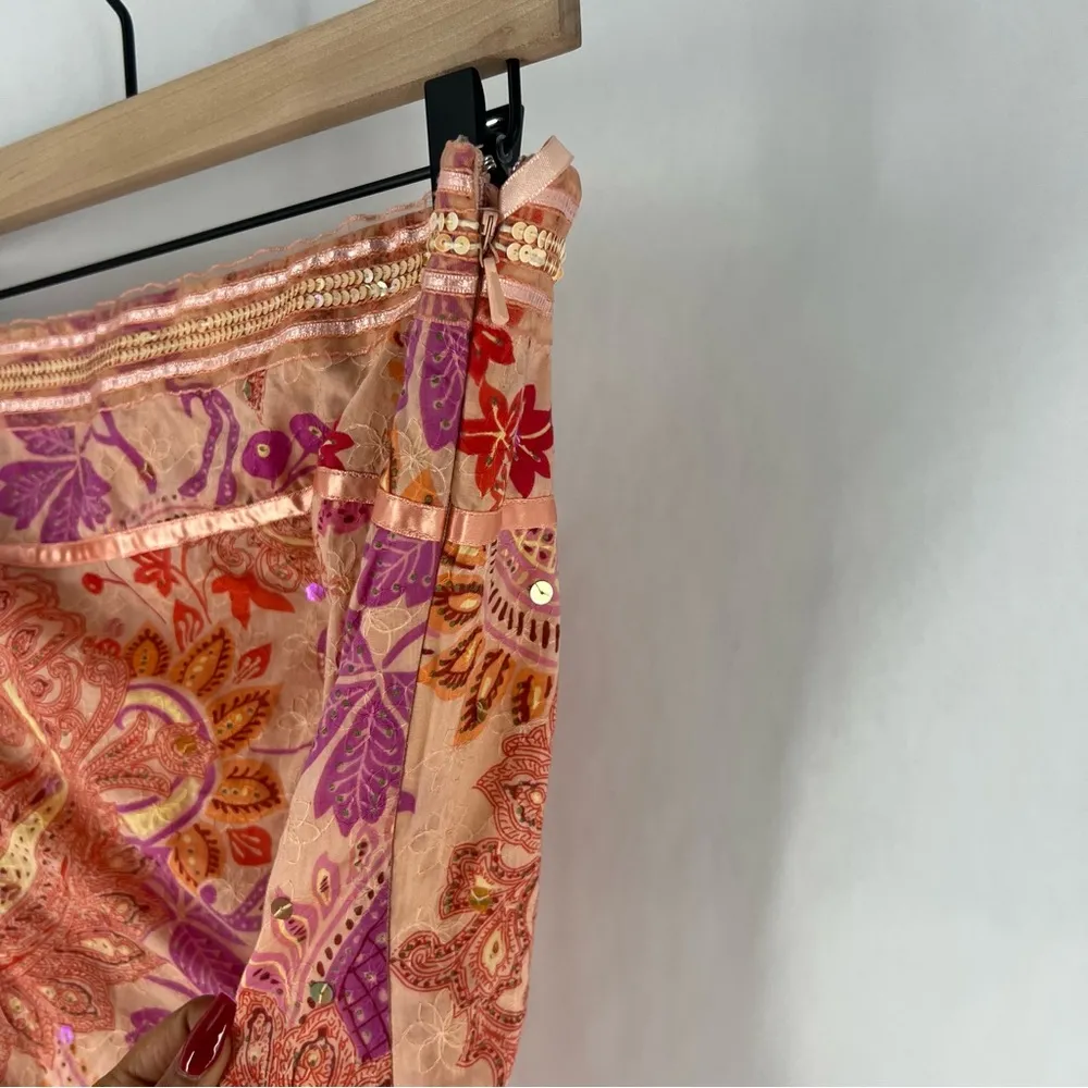 Express Y2K Floral Paisley Embroidered Sequin Embellished Strapless Sun Dress - Image 12