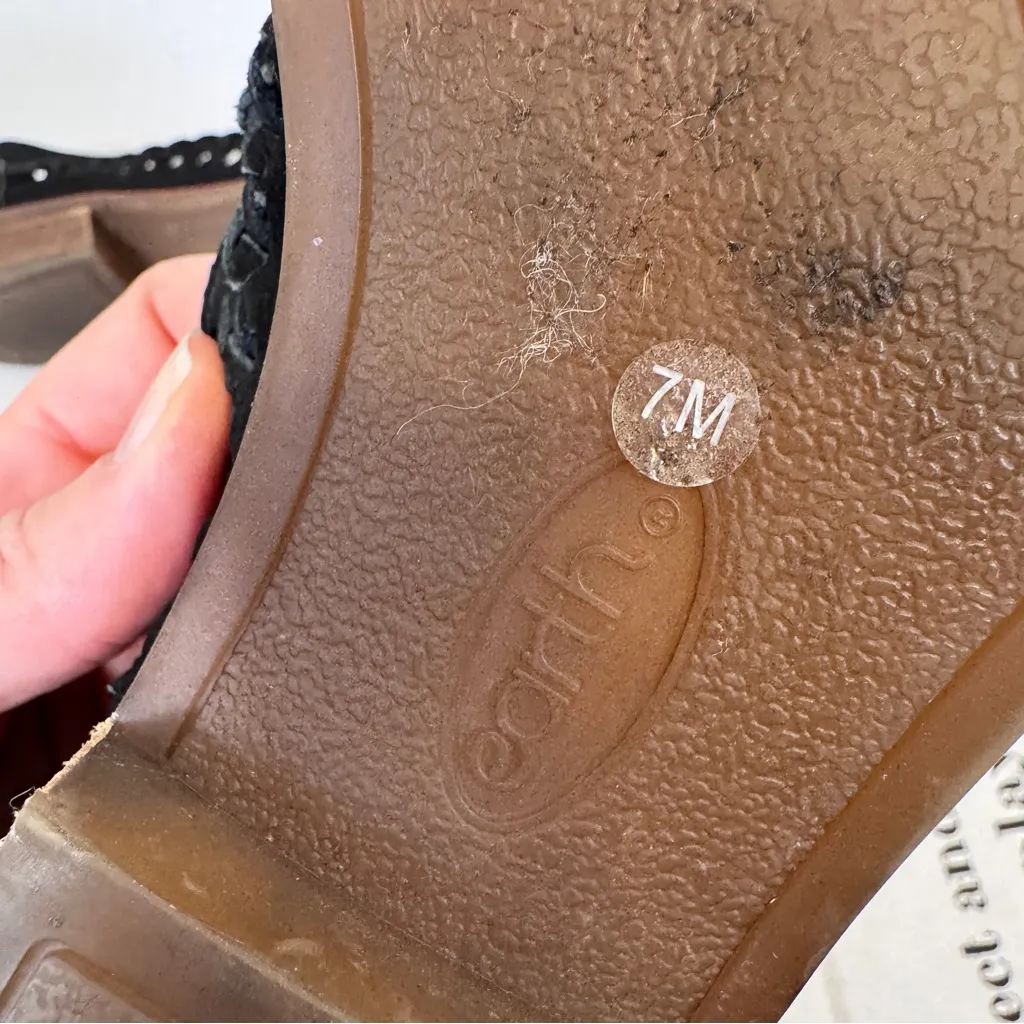 Earth Black Suede Leather Woven Loafers Womens 7 Classic Preppy Fall Flats Shoes - Image 5